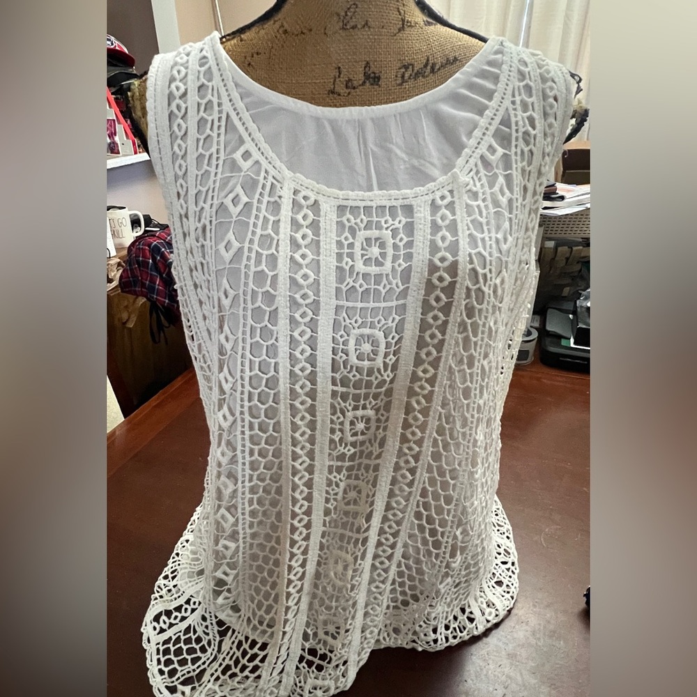 Crochet lace with liner top classy boho cottage core‎ feminist small
